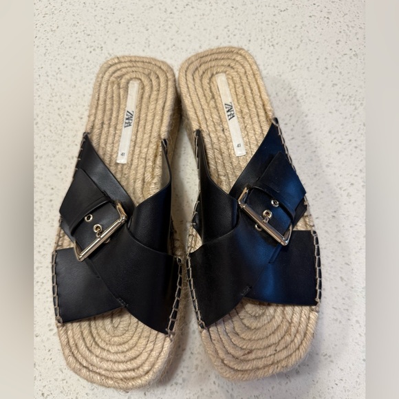 Zara Black Leather Platform Sandals - Picture 5 of 5